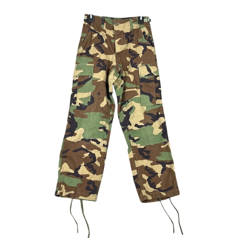 vintage us military woodland camo cargo pants xs y2k streetwear grunge tactical‎